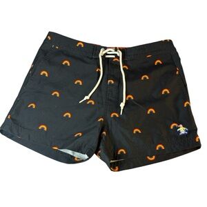 Penguin Men’s Black Swim Shorts with Rainbow Pattern